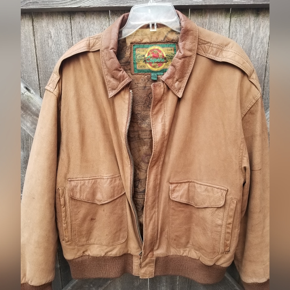 Vintage Large Cayenne leather bombers jacket